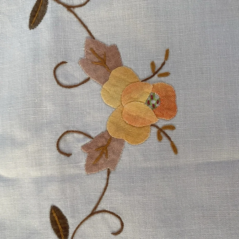 Vintage Table Runner And Napkins Set Floral Appliques Embroidery Handmade